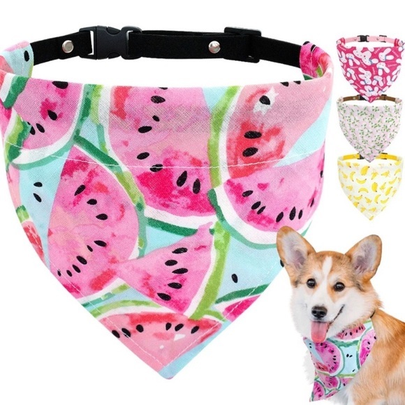 Dog Bandana + Collar Pink Watermelon Medium Large - Picture 7 of 7